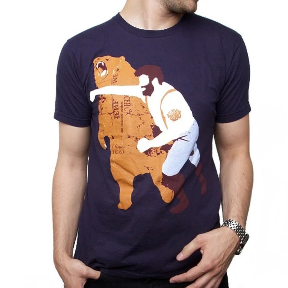 2XL Haymaker Lumberjack Bear Navy T-Shirt by Sharpshirter